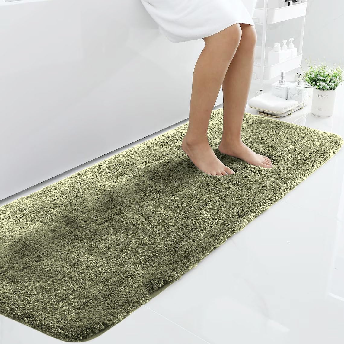 LUXE HOME INTERNATIONAL Microfiber Runner Super Soft Non Slip Vegas Rugs For Bedroom (2X5 Ft, Green) Pack Of 1