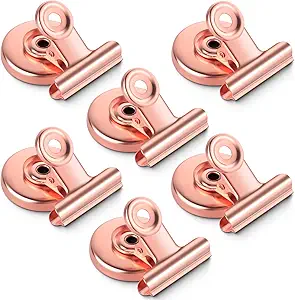 Grtard 6 Pack Magnetic Clips Heavy Duty, Magnet Clips for Fridge, Refrigerator Magnets, Strong Magnetic Clip,Scratch Free Magnets with Clip for Refrigerator, Whiteboard, Classroom, Locker (Rose Gold)