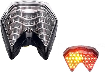 TOPZONE Fit For KTM 2007-2008-2009 690 SUPERMOTO ; 2008-2011 690 DUKE/DUKE R ; 2007-2011 990 SUPER DUKE R; LED Rear Lamp Brake Tail Light+Integrated Turn Signal Smoke, Style2 LED Flash