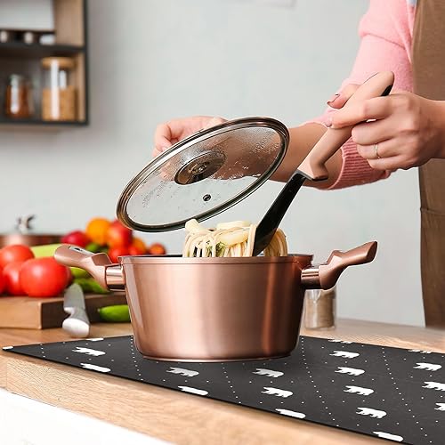 Miniatura 6 de Salvamanteles largos de Navidad negros con osos blancos para ollas y sartenes calientes, tapete protector de encimera, resistente al calor e