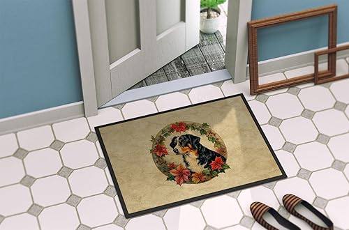 Miniatura 4 de Caroline's Treasures DAC2306MAT Appenzeller Sennenhund Christmas Flowers Doormat Front Door Mat Indoor Outdoor Rugs for Entryway, Non Slip Washable