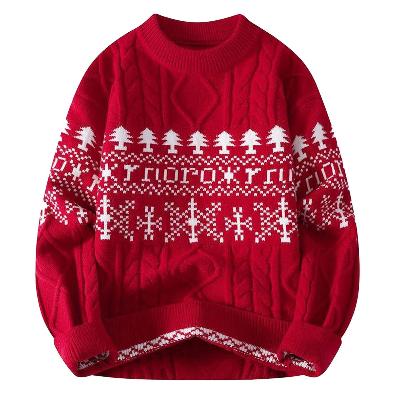 Maglioni Natale, Maglia Natalizia Uomo Maglione Brutto di Natale Cotone Maglione Uomo Invernale Natalizio Girocollo Maglione Lungo Inverno Maglioni Natale per Coppia Ugly Christmas Sweater