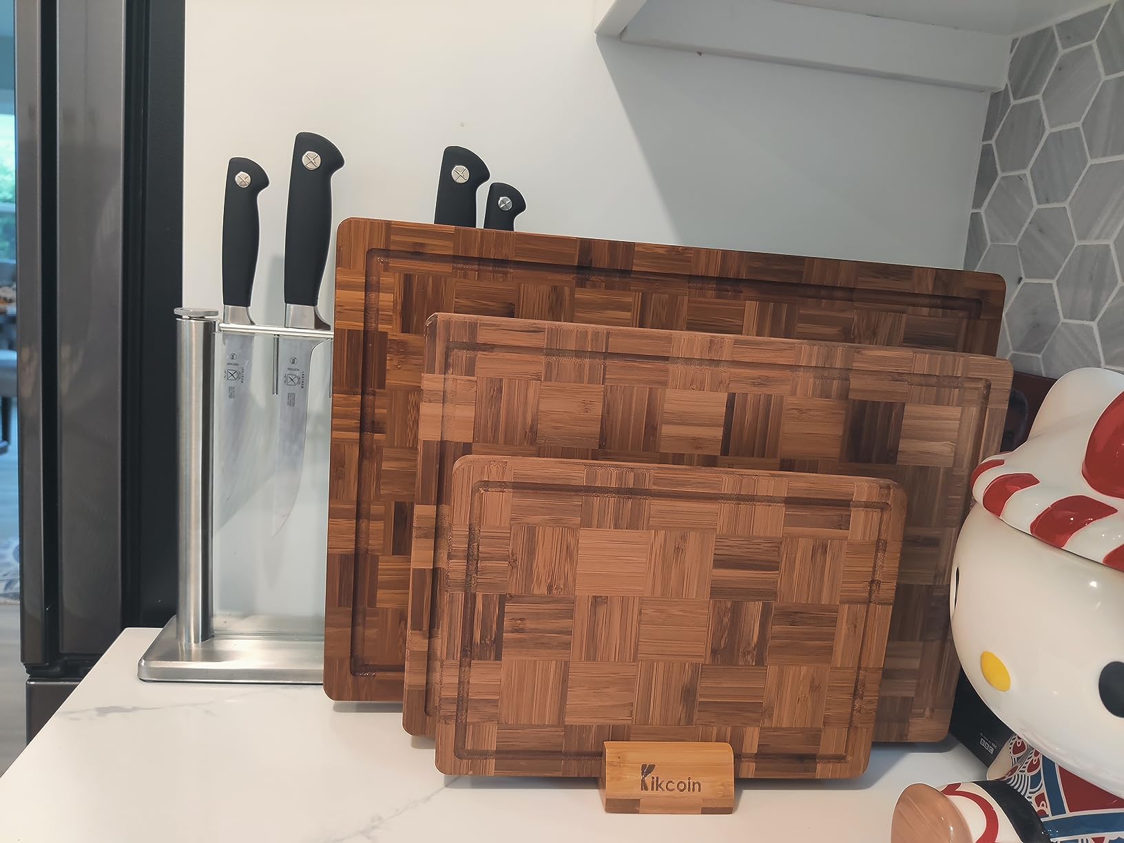 10/mo Finance Extra Large Bamboo Cutting Boards, (Set of 3) Chopping Boards with Juice Groove