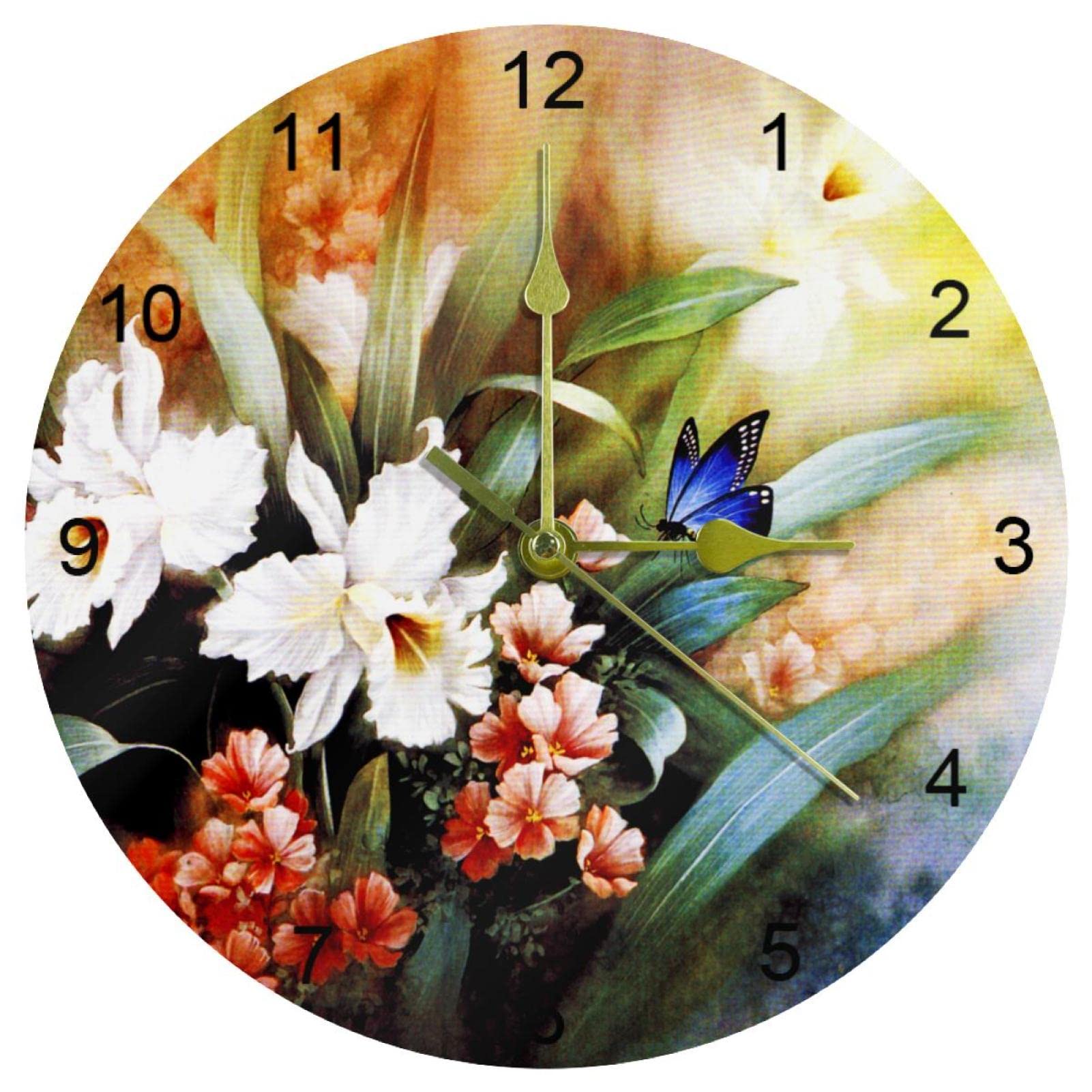 Horloge murale papillon florale décorative, idée cadeau maison 25cm