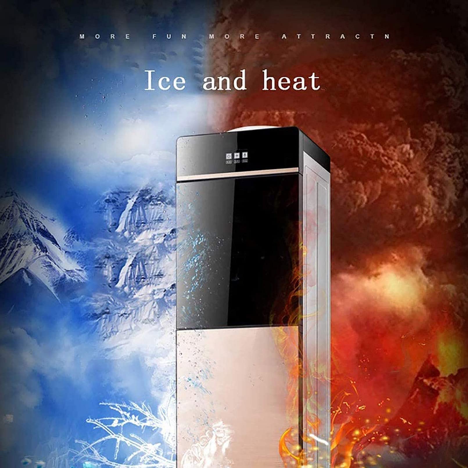 Distributore d'Acqua da Terra, Doppio Controllo della Temperatura Anti-Secco, Design con Blocco di Sicurezza per Bambini, Raffreddamento Automatico, Dispenser Acqua per casa/uffici