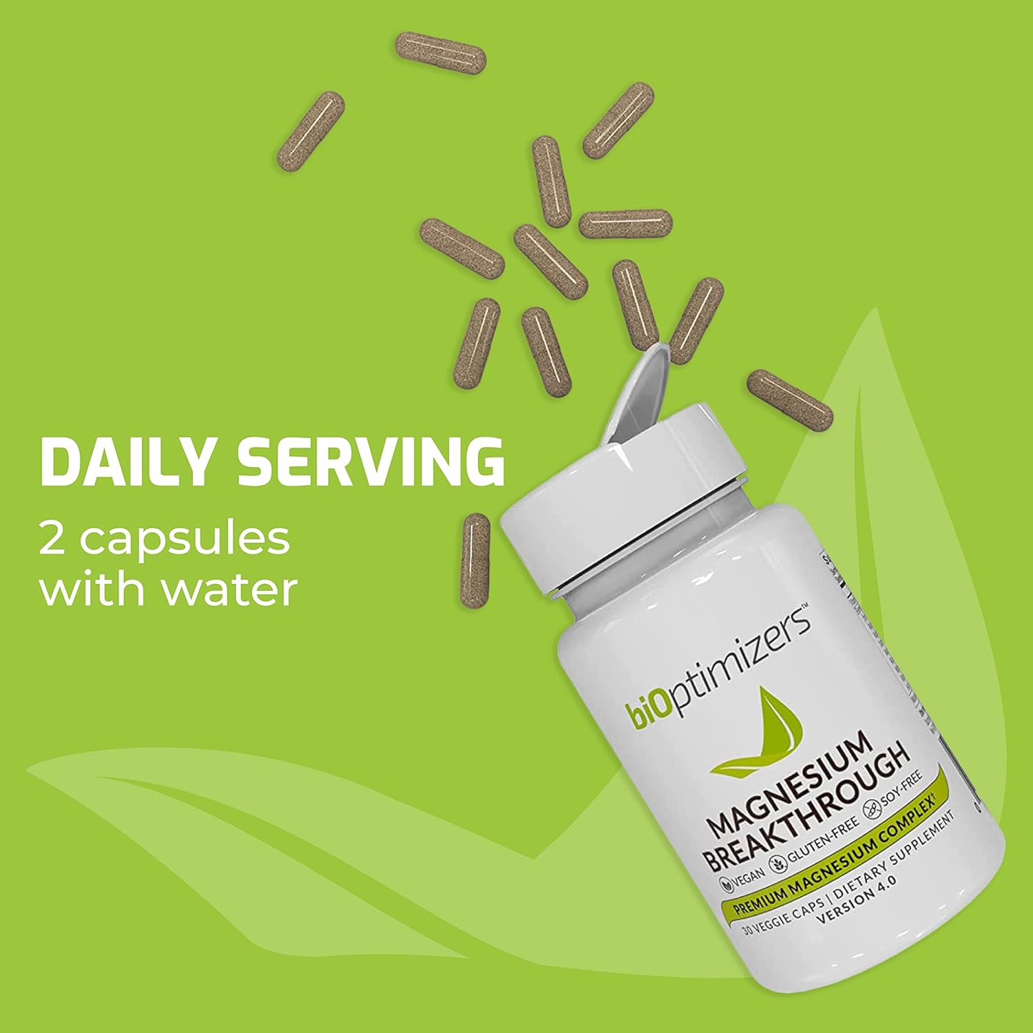 BiOptimizers - Magnesium Breakthrough Supplement 4.0 - Has 7 Forms of Magnesium Like Bisglycinate, Malate, Citrate, and More - Natural Sleep Aid - Brain Supplement - 30 Capsules : Health & Household