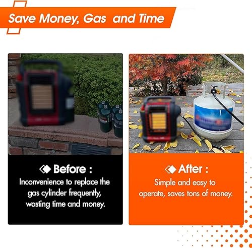 Miniatura 3 de Adaptador de manguera de propano de 12 pies de 1 libra a 20 libras, manguera adaptadora de propano de alta presión, adaptador de tanque de propano,