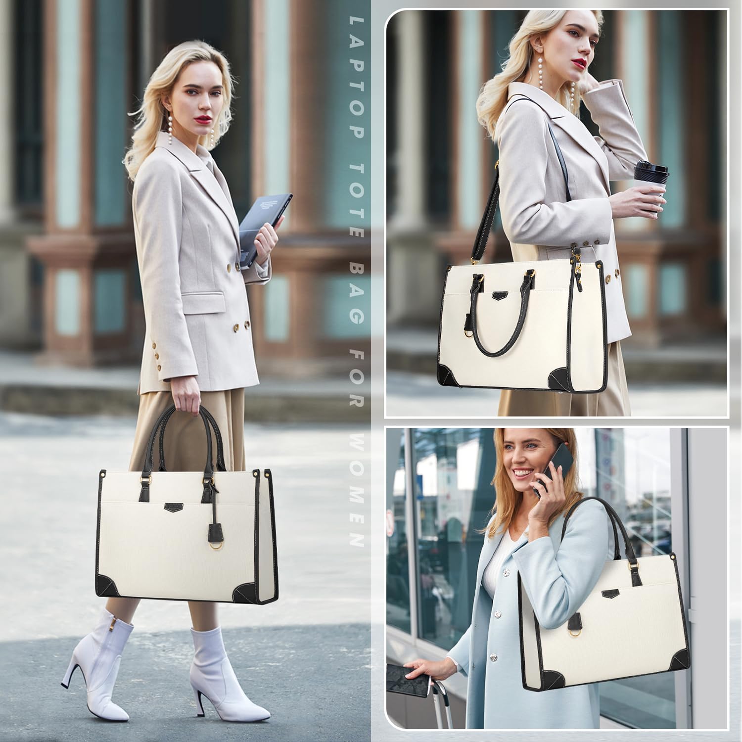 IGOLUMON Bolso de Mujer Grande Bolso Universidad Mujer Impermeable Bolso Portatil Ordenador Mujer 15.6 Pulgadas Tela de Vela Bolso Shopper Bolsa Tote para Oficina Trabajo