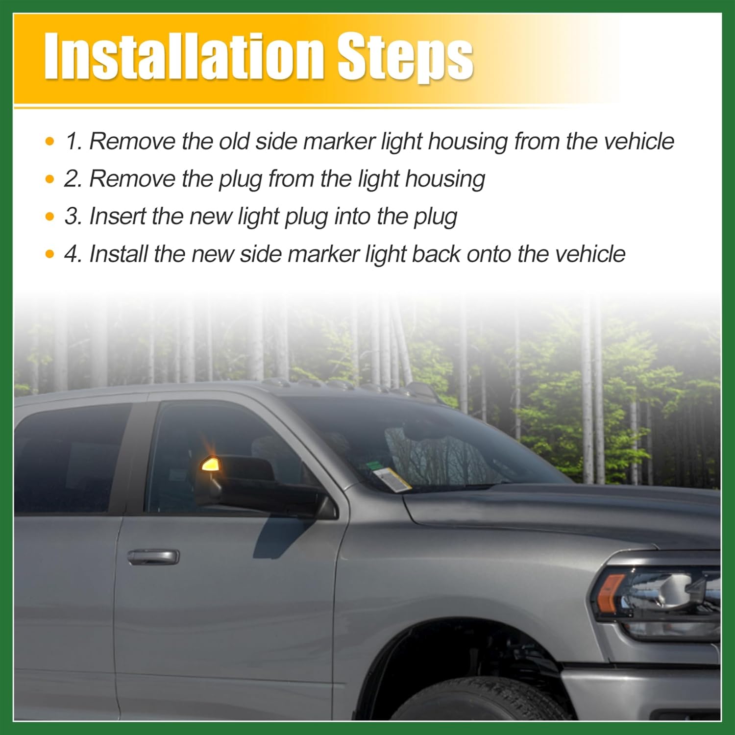 Motoforti LED Side Mirror Turn Signal Indicator Light for Dodge for Ram 1500 2500 3500 4500 5500 2010-2018 Amber White Light White Len 68302828AA 68302829AA 1 Pair Long-lasting