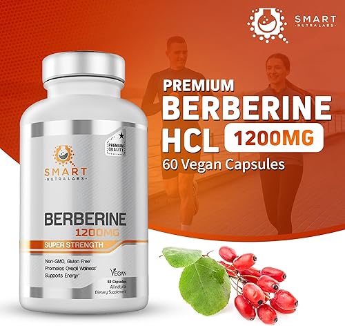 Miniatura 3 de Smart Nutra Labs Berberina HCL prémium 1200 mg- 60 cápsulas veganas, suplemento de berberina 100% pura, sin OMG, sin gluten
