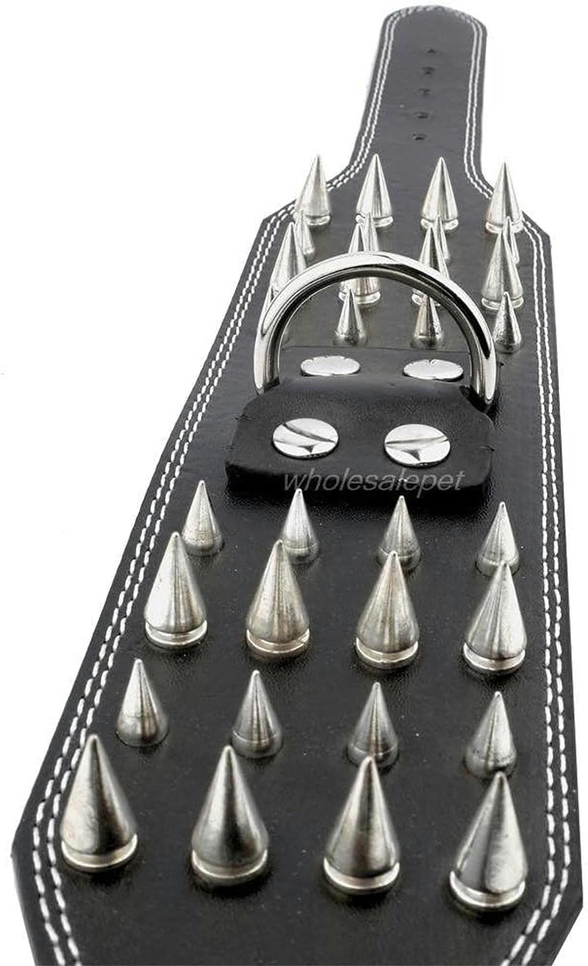 3 Zoll breites Hundehalsband aus Leder mit Spikes und Nieten für große Hunderassen, Größen ML XL, rot, L