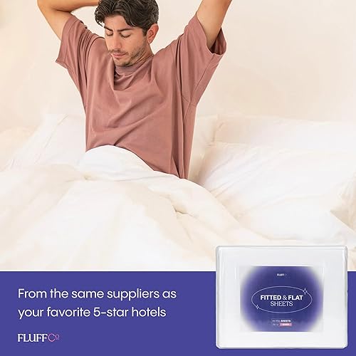 Miniatura 3 de Fluffco Sábanas planas y bajeras 100 % de algodón Sábana de cama de algodón de calidad de hotel de lujo tamaño King 300 hilos Lavable a máquina