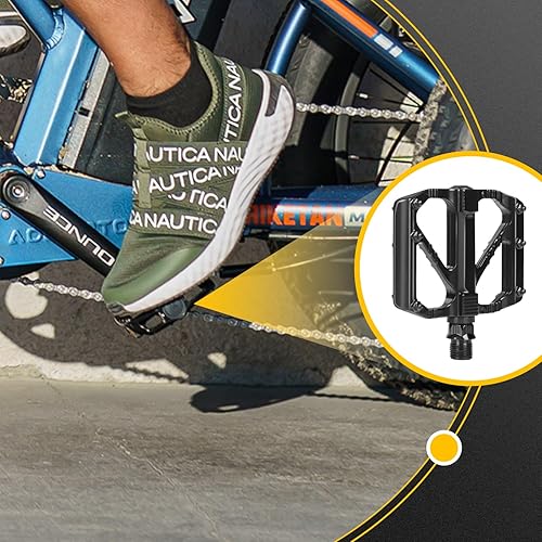 Miniatura 6 de ADDMOTOR Pedales de bicicleta de montaña, pedales de MTB, pedales planos de bicicleta, aleación de aluminio de 916 pulgadas, plataforma ligera