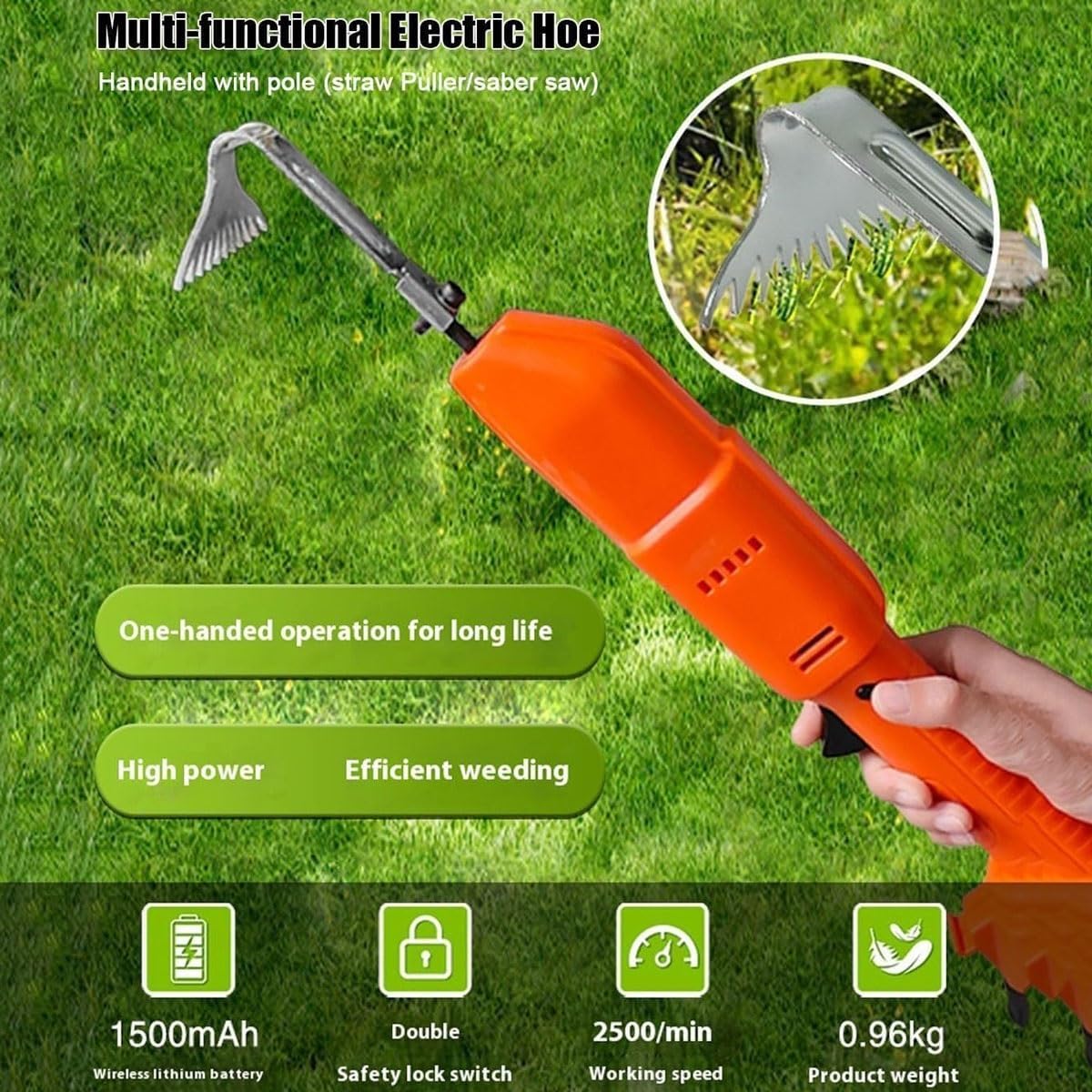 Electric Mini Digging Hoe,2-in-1 Cordless Digging Hoe Hand,Cultivator Garden Tool with Rechargeable Lithium Battery & Telescopic Pole,Gardening Tools & Rake,for Loosening Soil and Weeding