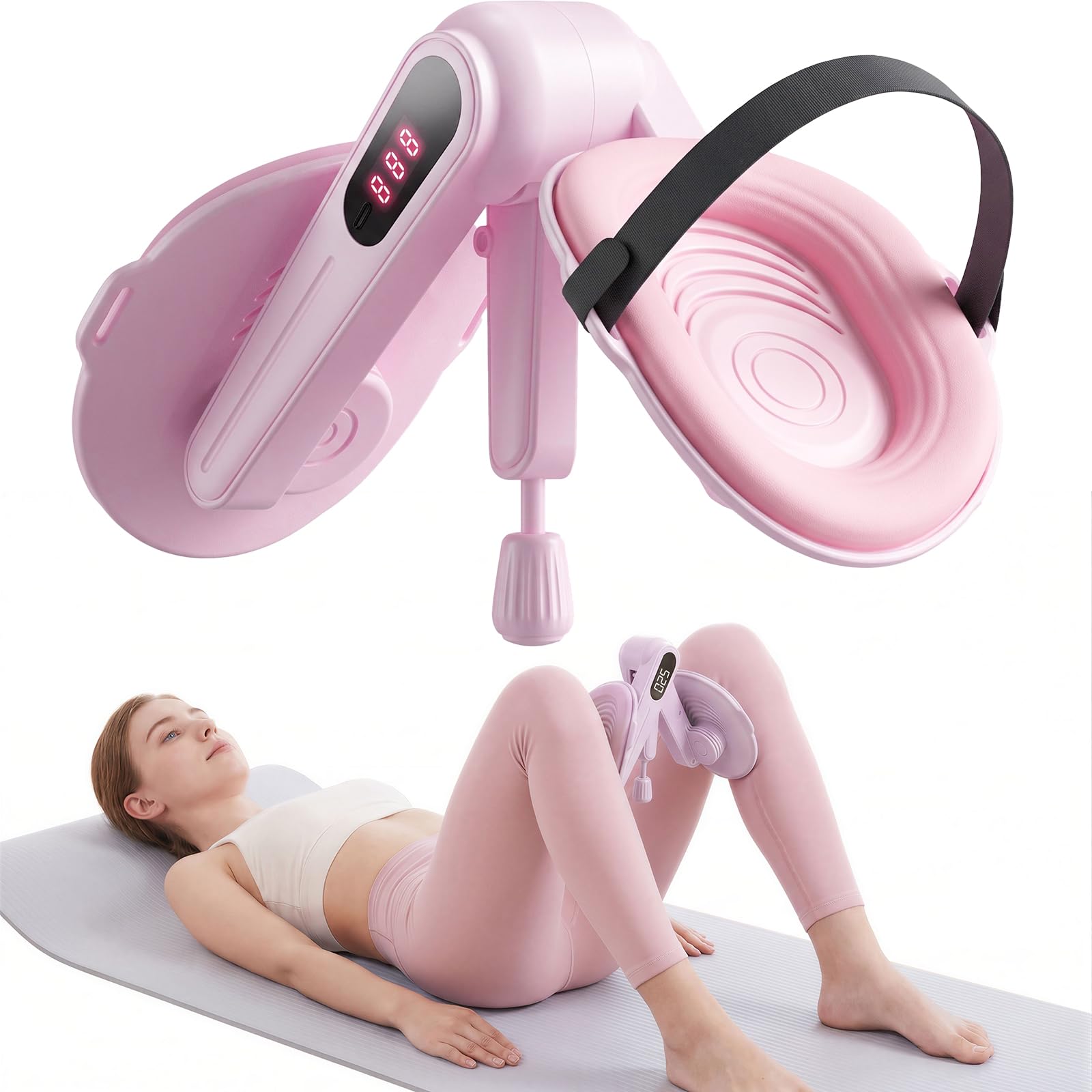 Slim Panda Thigh Trainer for Women with Adjustable Resistance, Pelvic Floor Muscle Trainer with Soft EVA Padding & LED Display, 360° Rotating Inner Thigh Kegel Exerciser with Privacy Bag for Home Gym