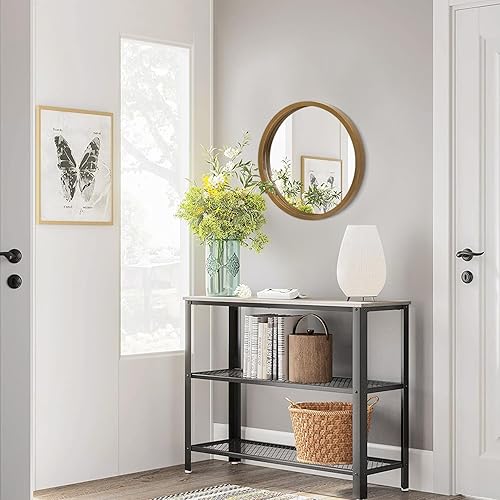 Miniatura 203 de JJUUYOU Espejo circular de pared redondo para baño, espejo de tocador marrón rústico, pequeño círculo decorativo para pared, marco de madera, espejo