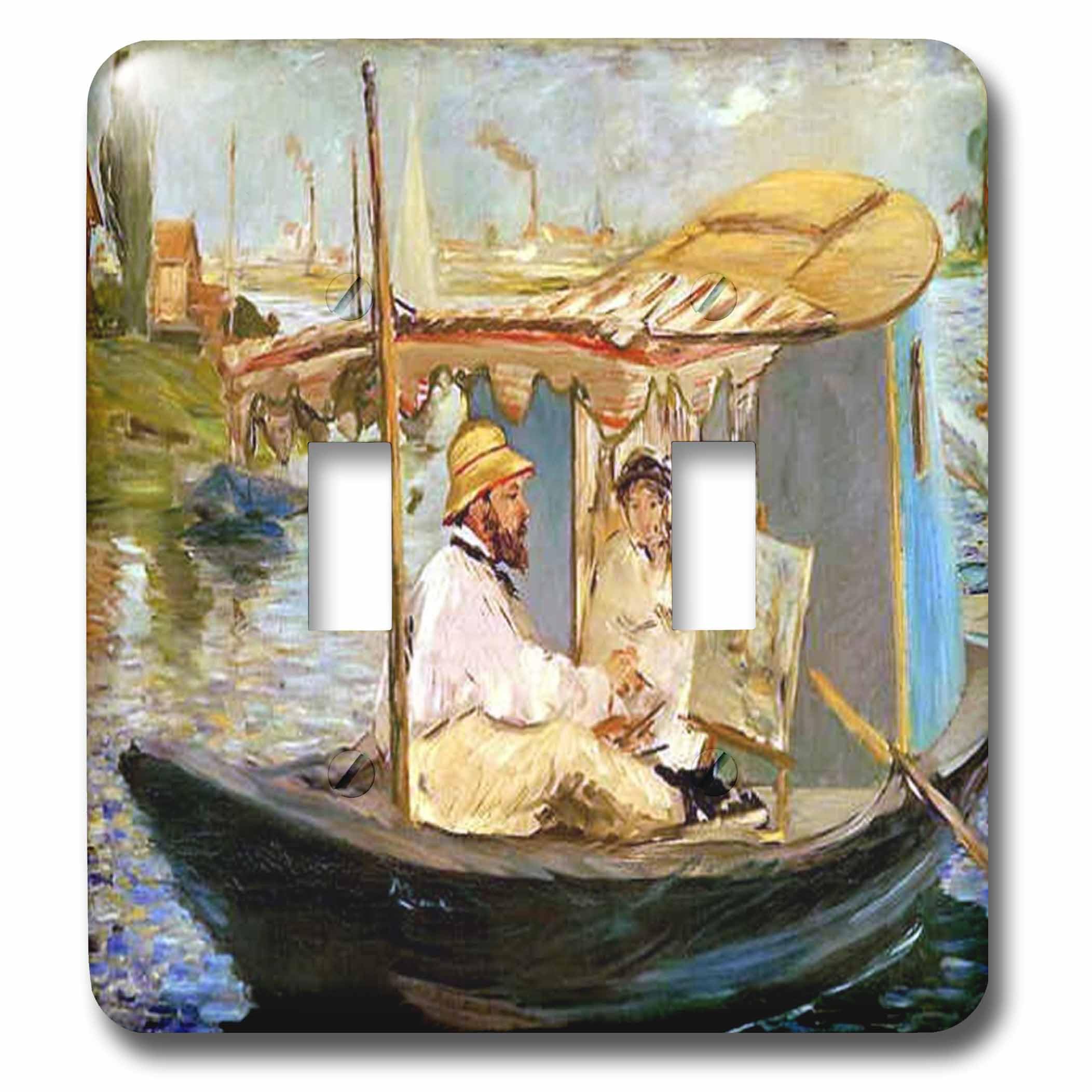 Peinture dans son bateau par Manet double interrupteur haut de gamme lsp_80496_2