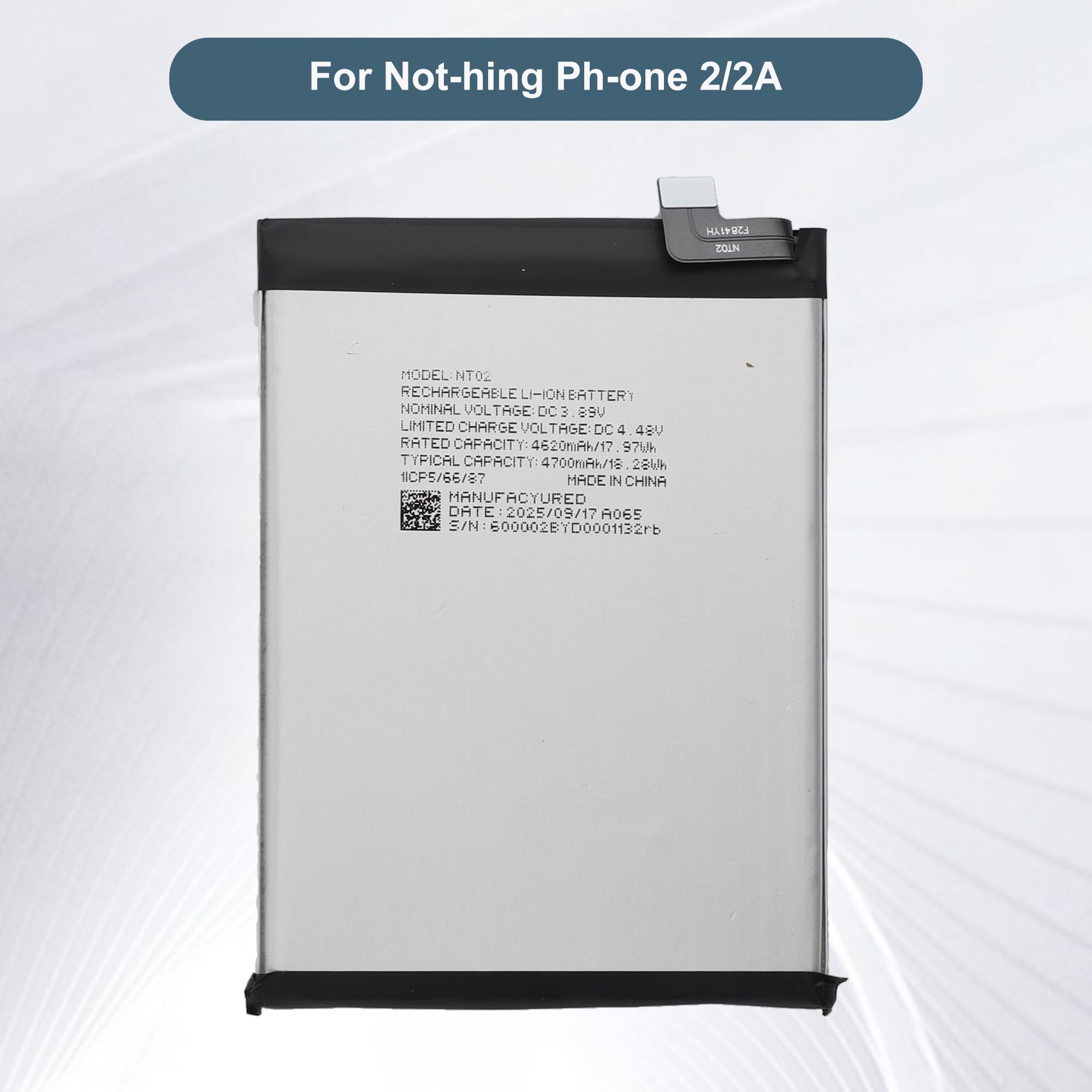 NT02 Ersatzakku 4700mAh/3.89V Kompatibel mit Nothing Phone 2/2A with Tools