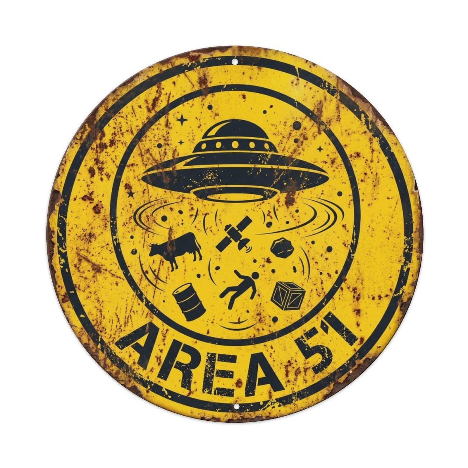 Flying Saucer Area 51 Orbital Debris Saucer Encounter Metal Tin Sign
