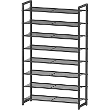 Shoe Rack, 8 Tier Shoe Organizer with Mesh Metal Shelves, Holds up to 40 Pairs, Tall Shoe Storage for Closet Hallway Garage, Black