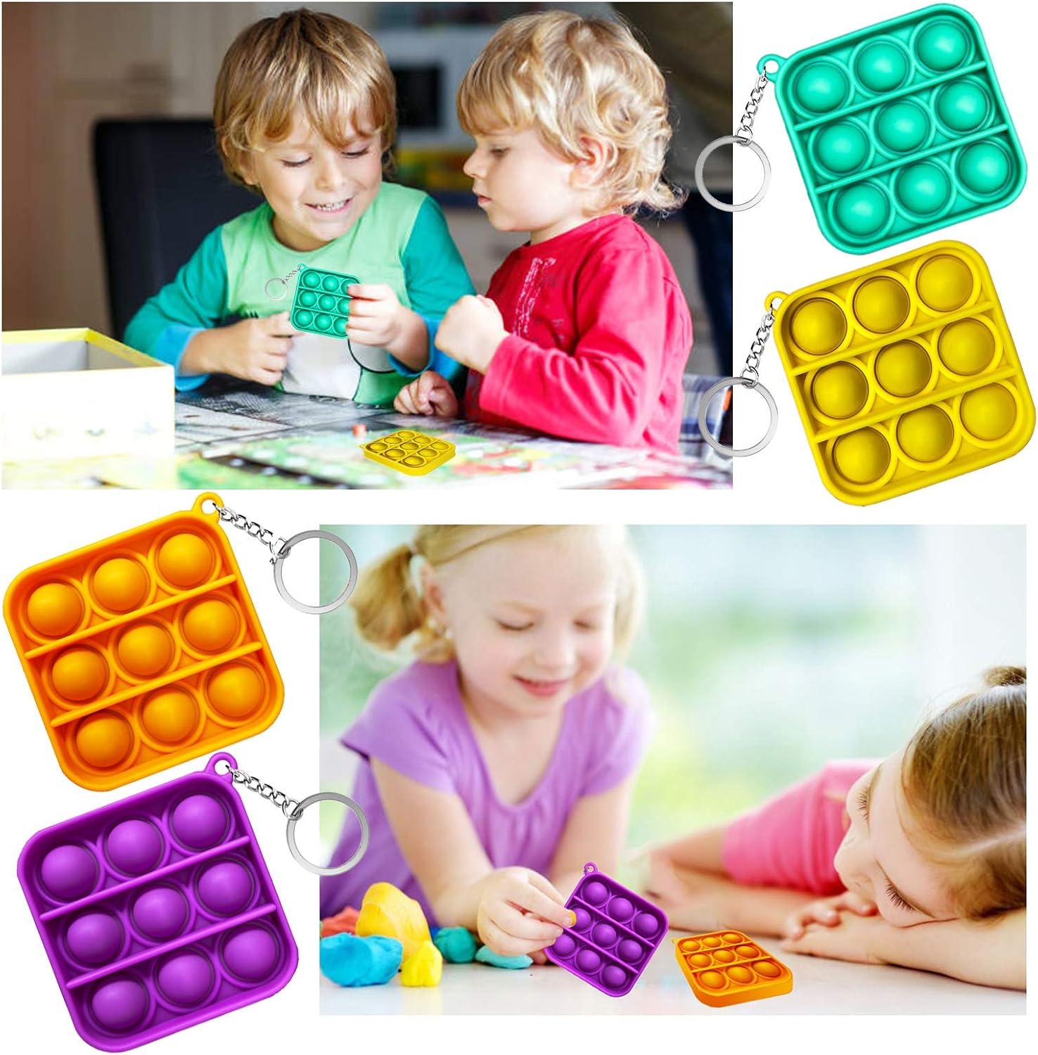 JANESVISSY Mini Push pop Bubble Fidget Sensory Toys,Mini Fidget pop Toys Keychina,Toys for Kids and Adult,Simple Dimple Fidget Pack, Stress Relief Gifts for Boys and Girls - Green