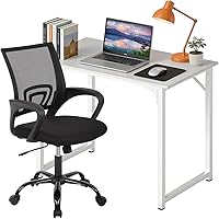Vista 10 de PayLessHere Juego de escritorio y silla de oficina en casa de 32 pulgadas, escritorio para computadora de 32 pulgadas con silla de oficina