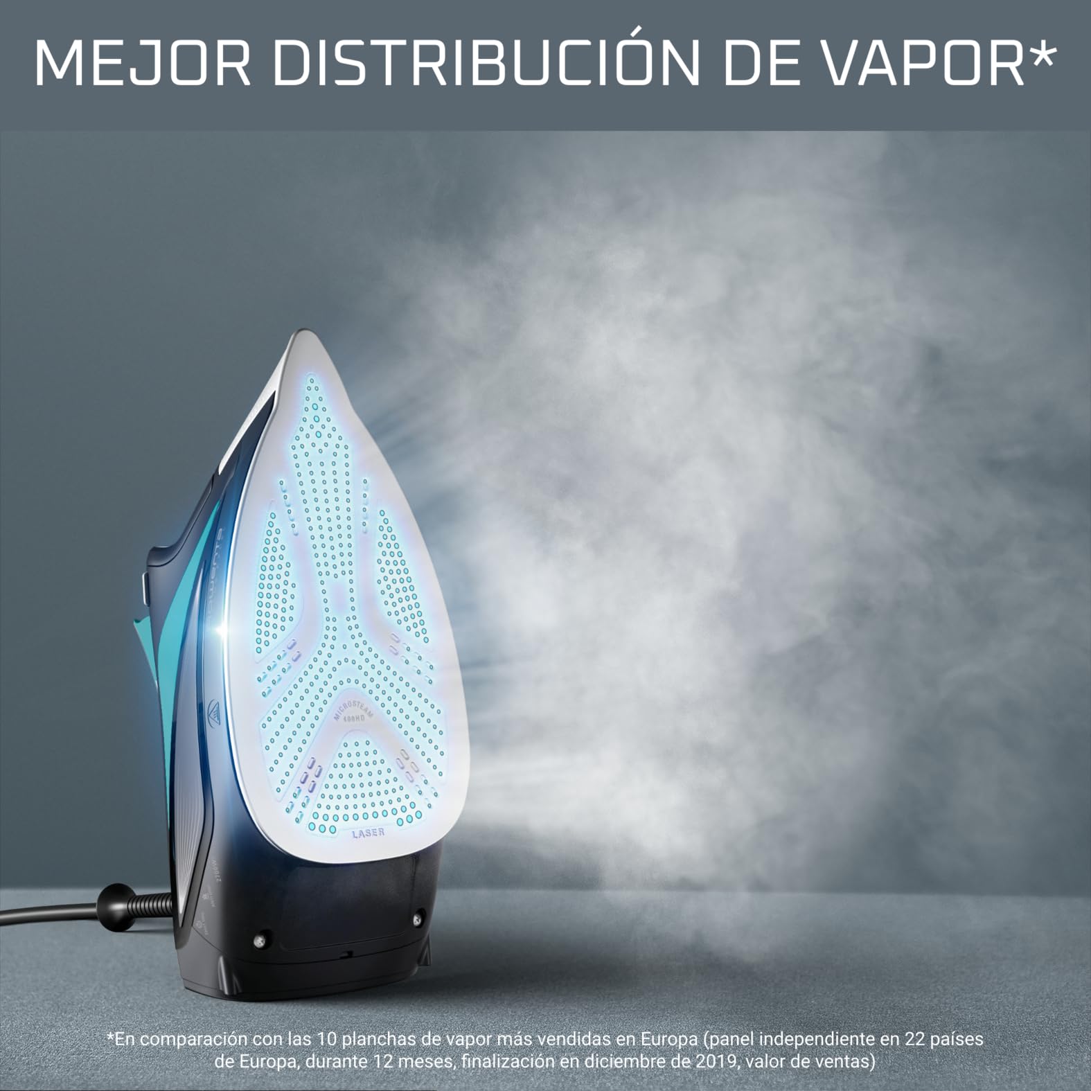 Rowenta Focus Excel - Plancha de Vapor 2700 W | Suela Microsteam 400 HD, Vapor 45 g/min, Golpe 200 g/min, Punta Precisa, Antigoteo, Eco, Depósito 300 ml, Vapor Vertical (Reacondicionado)