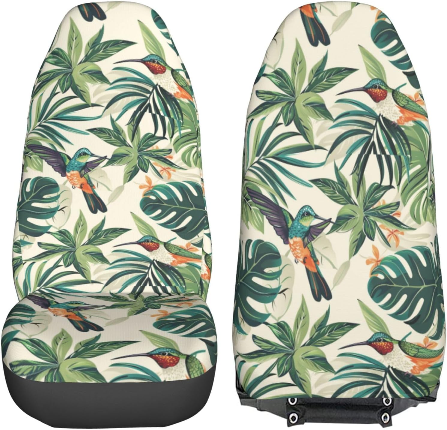 Hummingbird and Palm Leaves Car Seat Covers Universal 2 Pcs Auto Front Seat Cover Fit Most Cars,SUV,Sedan,Trucks