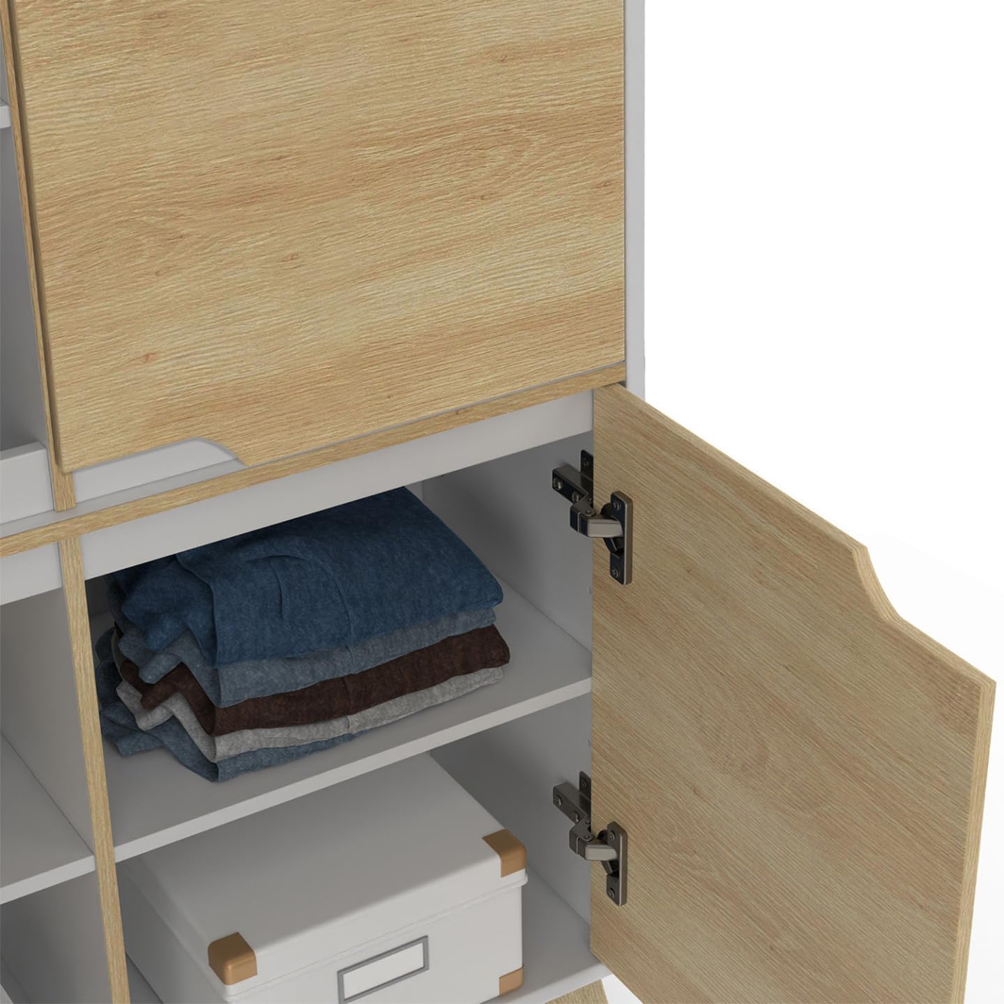 IDMarket - 4-türiges Aufbewahrungsmöbel Helsinki skandinavisch weiß und Holz