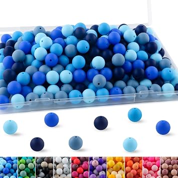 200Pcs Mixed Color 12mm Silicone Beads for PensBlue