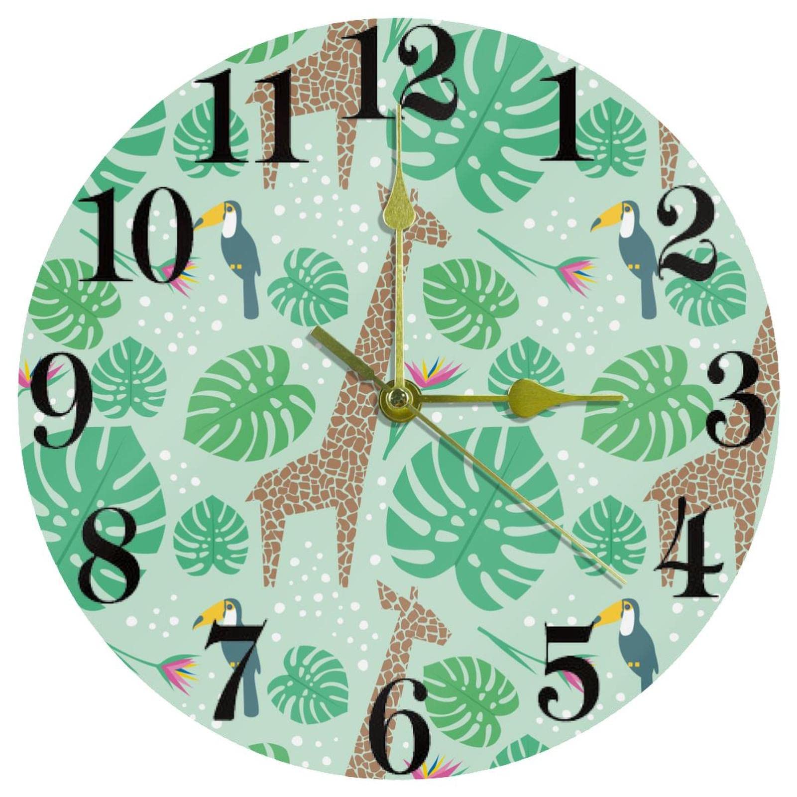 Horloge murale cuisine et bureau girafe ronde à piles 25cm