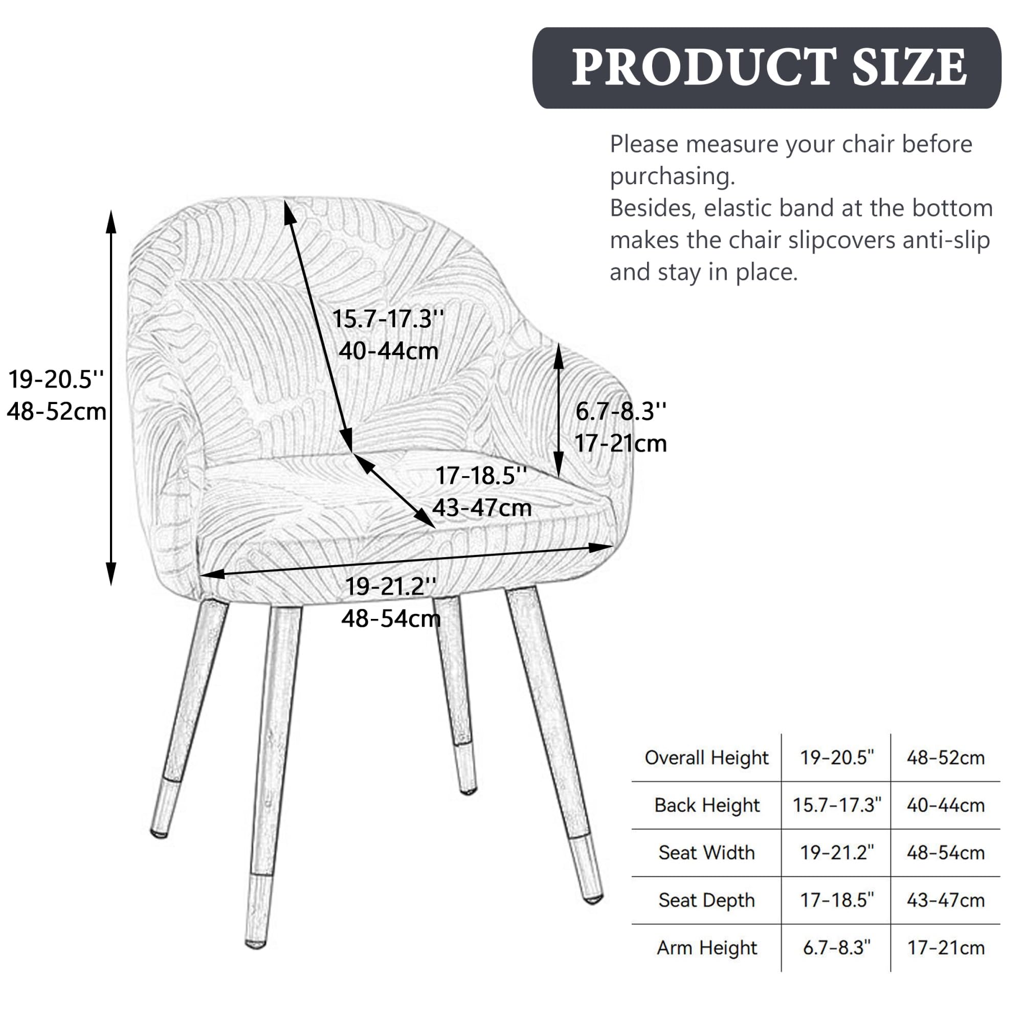 Stretch Dining Chair Covers For Curved Back Chairs - Armchair Slipcovers, Spandex Protector For Home & Office