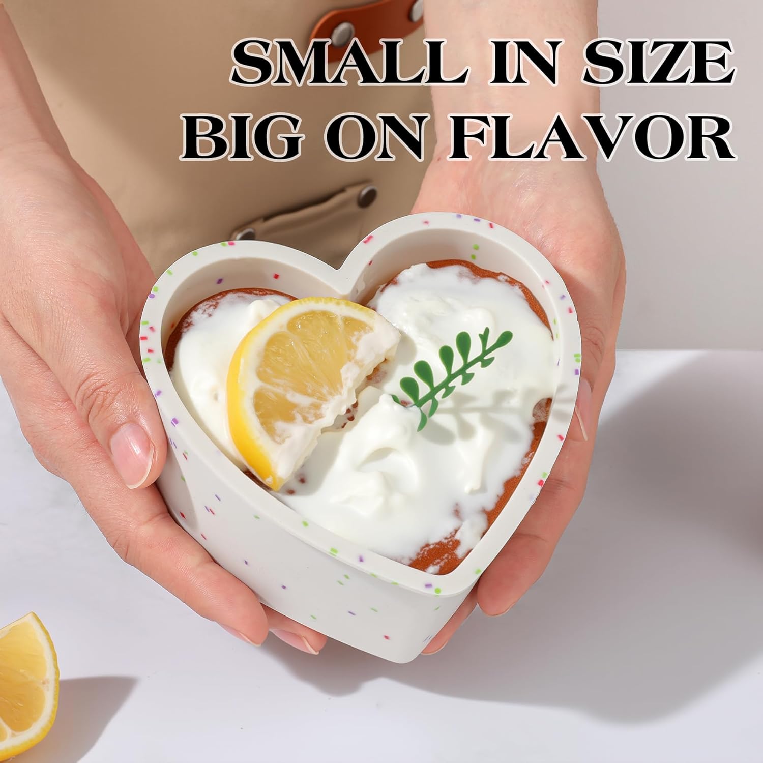 4 Inch Mini Heart Shaped Cake Pans Nonstick Silicone Heart Cake Molds for Baking Set of 2 (Cream) - Image 4