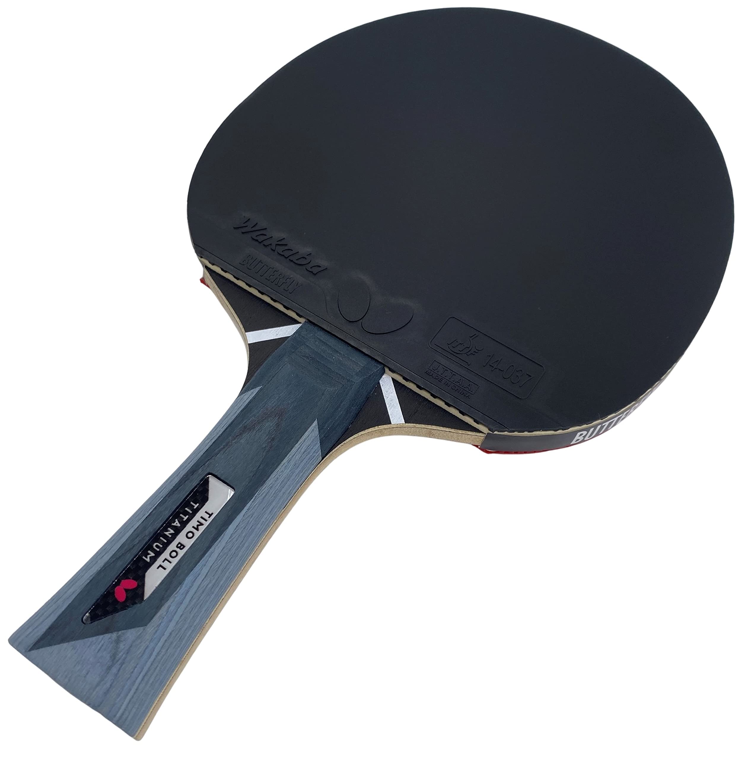 Butterfly Timo Boll Titanium Raqueta de tenis de mesa | Revestimiento Wakaba certificado ITTF para competición | Esponja de 2,0 mm | Jugador profesional entrenado