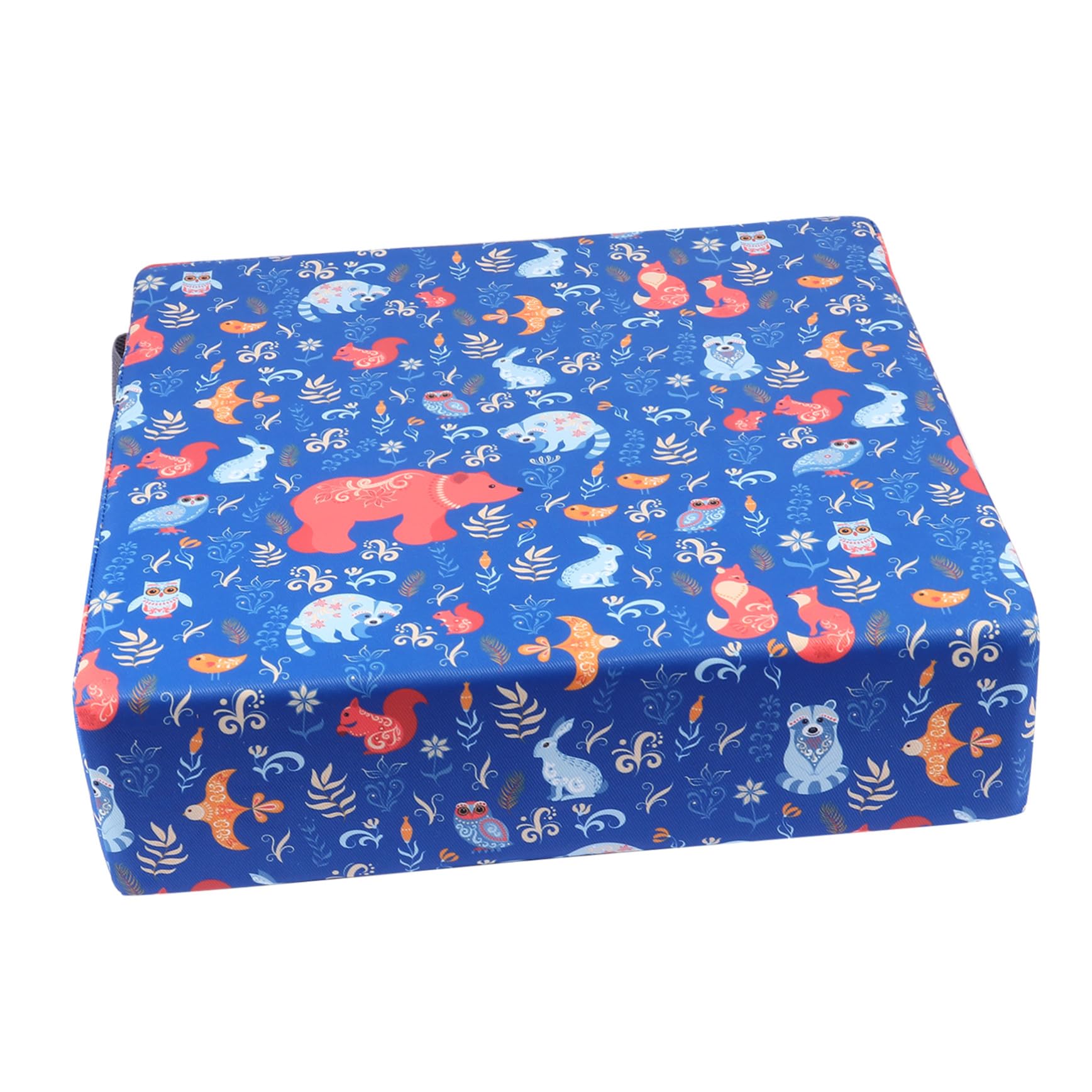 Rialzo Sedia Portatile con Cuscino Staccabile e Lavabile Alzasedia per Ragazzi e Ragazze con Copertura in Poliestere Resistente Supporto Sicuro per Tavola Blu con Motivi Animali