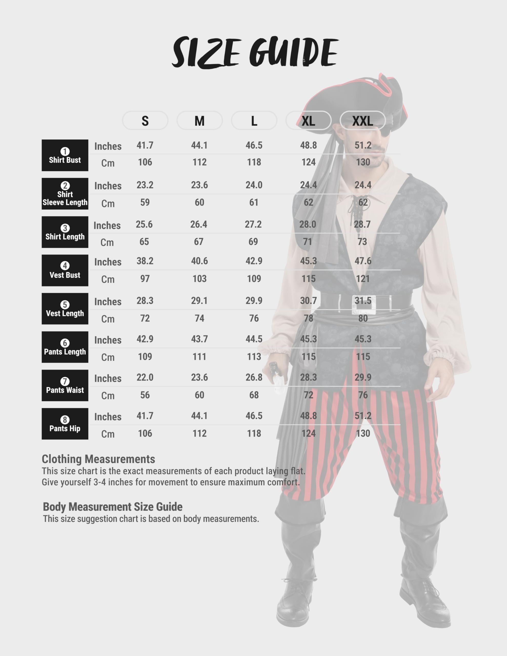Spooktacular Creations Spooktacular CreationsCostume da pirata da uomo Camicia da pirata per adulti, gilet, pantaloni vichinghi, cappello e accessori per feste a tema cosplay