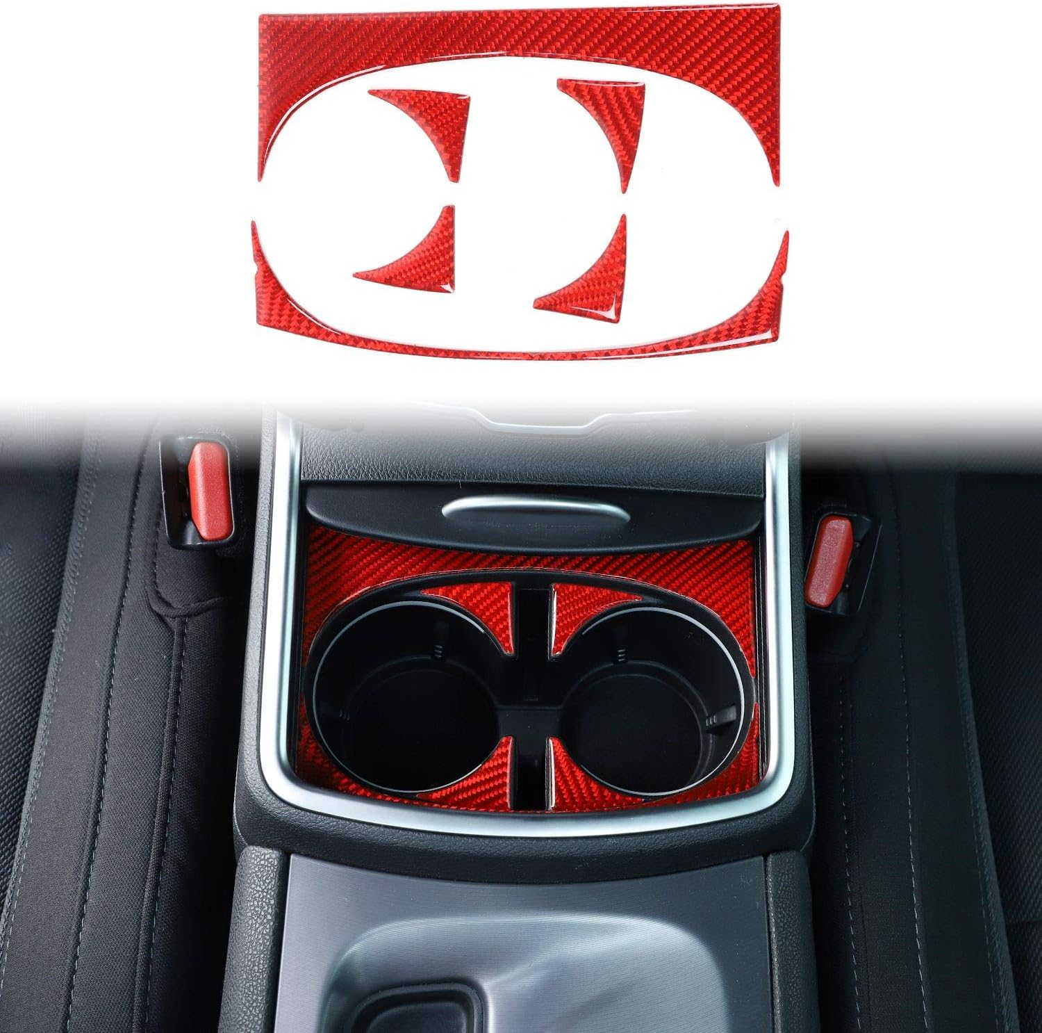 Voodonala for Charger Real Carbon Fiber Gear Shift Shifter Cup Holder Panle Trim for 2015-2025+ Dodge Charger Interior Accessories, 6pcs