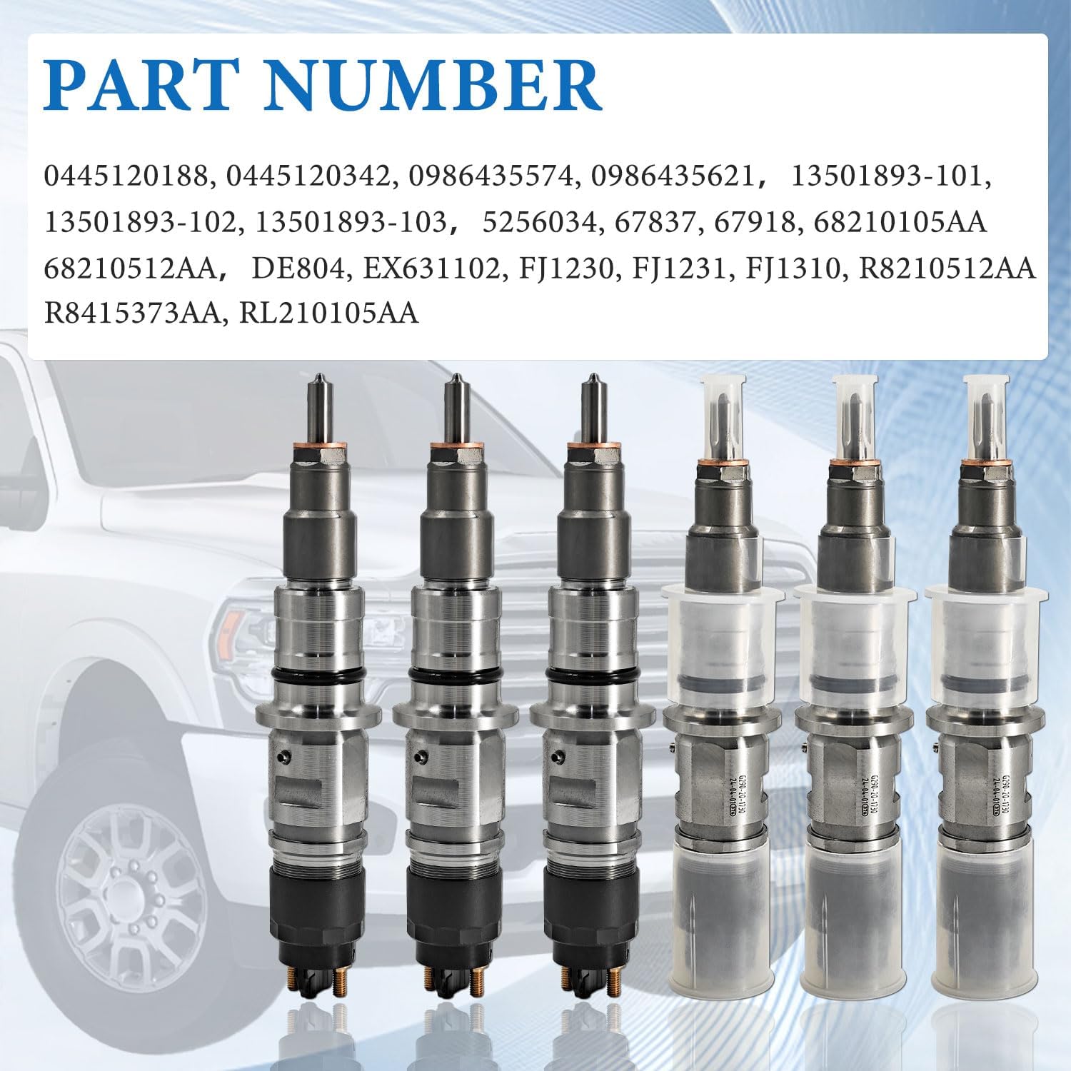 6PCS 0445120188 68210105AA Fuel Injectors Compatible with Dodge Ram 2500 3500 4500 6.7L 2010-2018 for Cummins ISB6.7 Replace 0445120187 0445120342