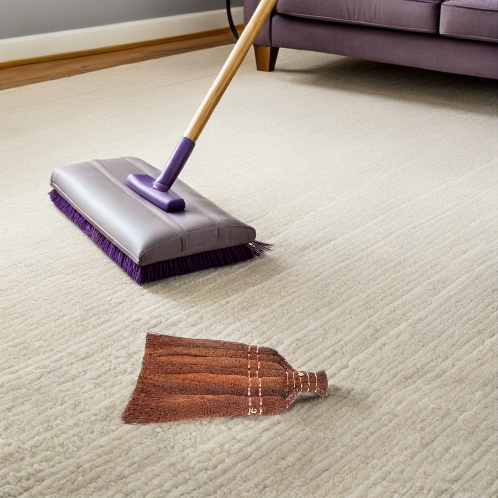 Escoba Cabezal de Fibra de Palma Natural Repuesto para Barrer Exteriores y Jardines Cabezal Plano Grande para Limpieza al Aire Escoba Rústica y Resistente Accesorio para