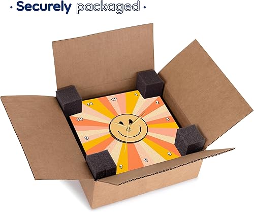 Miniatura 7 de 3dRose Wall Clock Silent - 15 inch - Retro Smiley Sunshine Design Rosette - Vintage