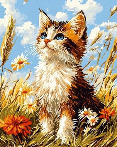 FanZheZhe Cross Stitch Kits for Adults,11Ct Printed Cross Stitch Kits,Stamped Embroidery Kits for Adults Wall Art Home Decoration Animal Cat 11Ct40X50Cm
