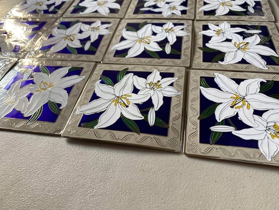 七宝焼　飾り皿　5枚セット販売！ 花柄ガラスコースター 七宝焼 飾り皿 5枚セット販売！ 花柄ガラスコースター 2025年
