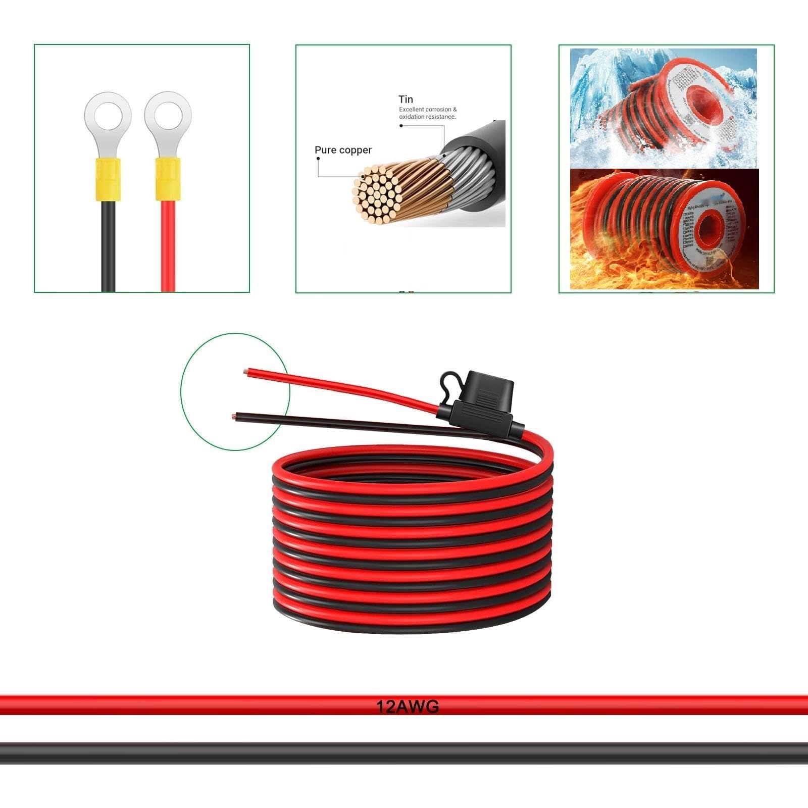 10900027 Fridge Freezer Wiring Kit and Threaded Socket Mount for Quick Installation onto 12V Battery Compatible with 12Volt Fridge Freezers