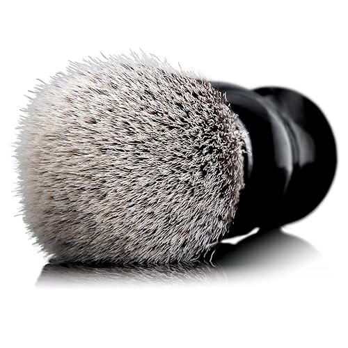 Miniatura 2 de Lather & Wood - Cepillo de afeitar para hombre, 100% sintético de alta calidad, con estuche de viaje, mango acrílico de obsidiana negra