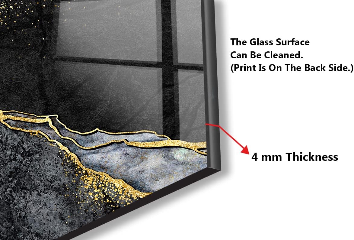 Myphotostation White and Black Marble Tempered Glass Backsplash 12x12'' Abstract Splashback for Kitchen Wall Decor Bathroom Wall Protector Stove Backsplash Panel Tile Glass Splashback Kitchen