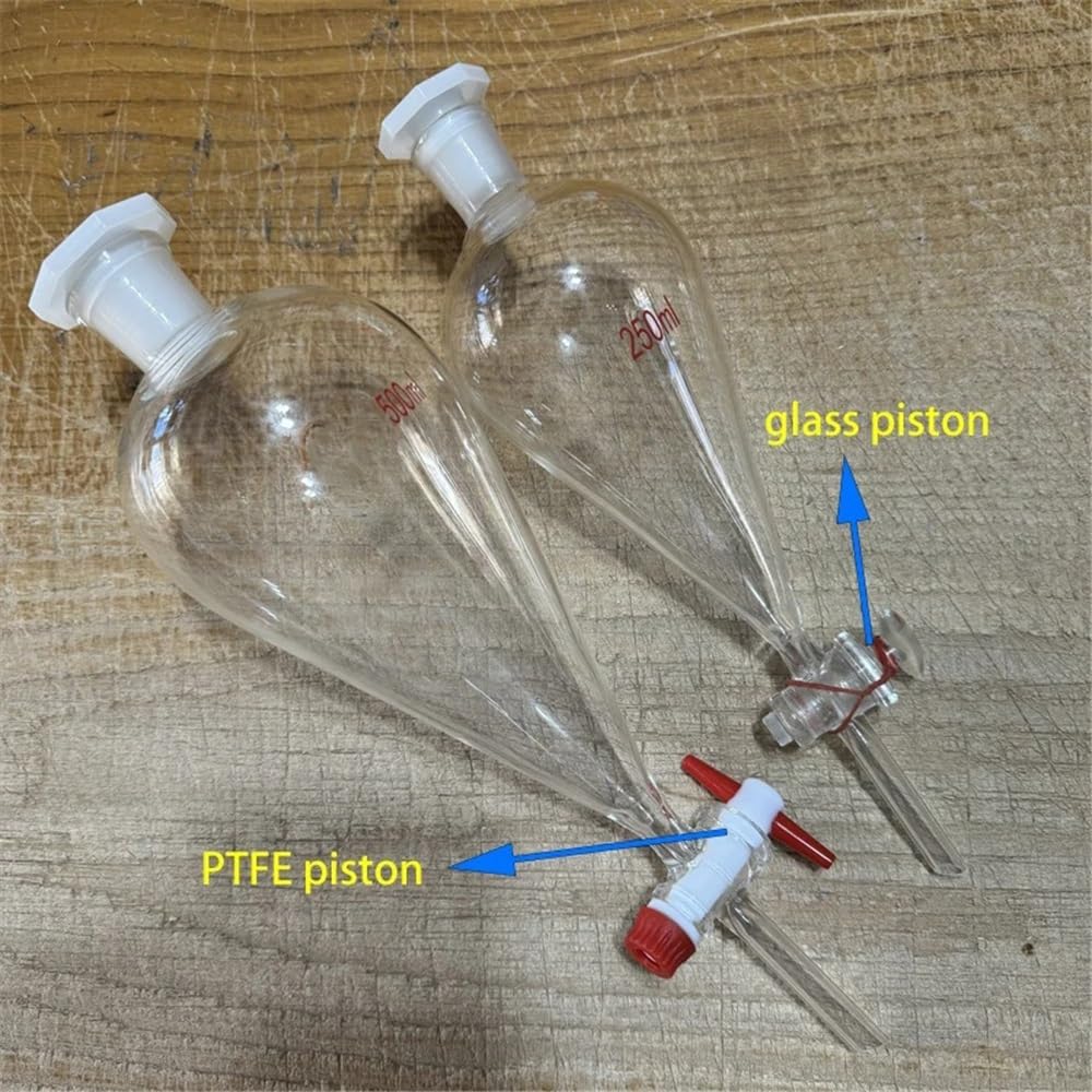 Vetreria da laboratorio Imbuto separatore a forma di laboratorio da 125 ml a 1000 ml for esperimenti di separazione(1000ml (PTFE piston))
