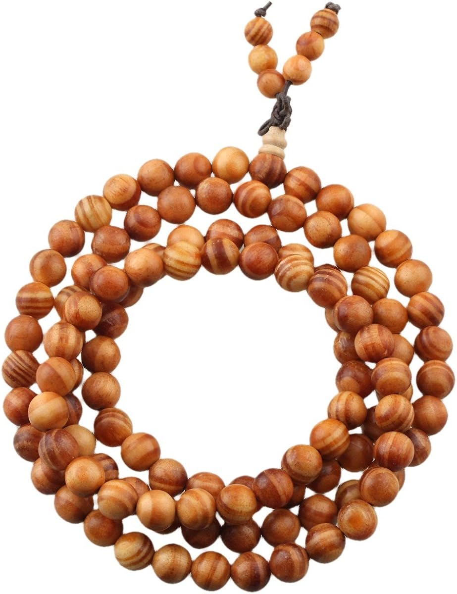 Shanxing 8mm Natural Emperor Blood Wood 108 Prayer Beads Mala Wrap Bracelet for Men Women Buddha Meditation Worry Beads Bracelet Tibetan Buddhist Buddhism Jewellery Gift Reiki Wooden Bead Necklace - Image 3