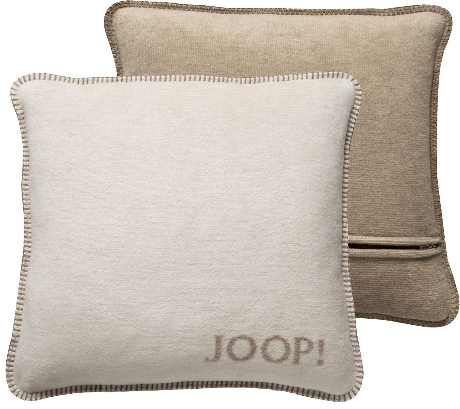 Housse de coussin Joop 50x50 sable double face en coton et polyacrylique