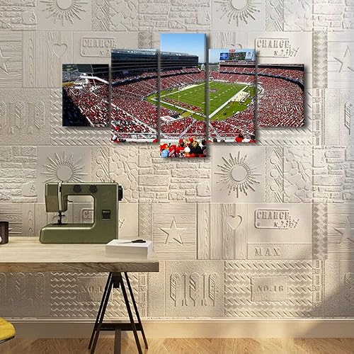 Vista 167 de Cuadros de estadios deportivos de fútbol americano de Minnesota, cuadros de vikingos, 5 paneles, lienzo para pared, arte de pared del estadio