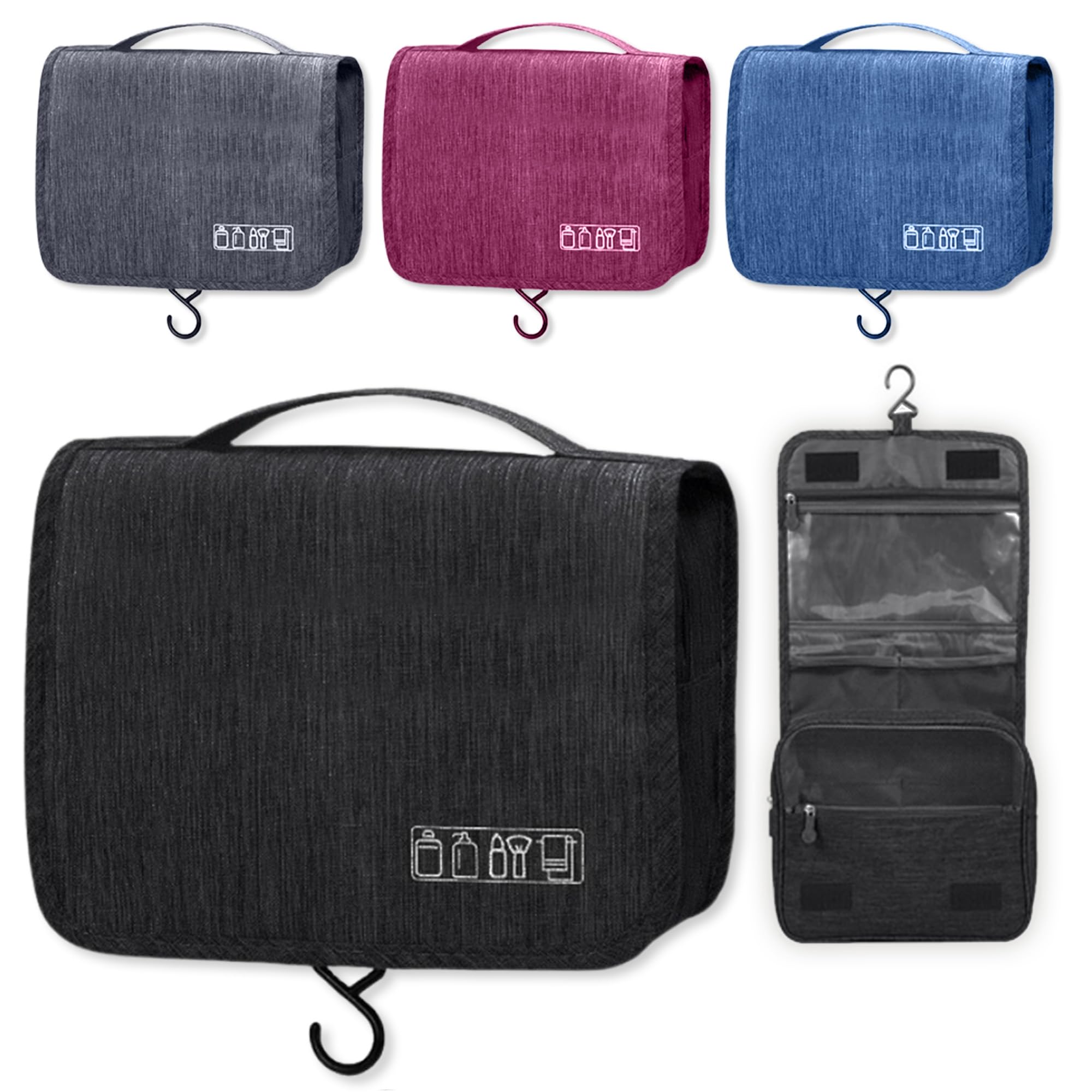 IKIPRO+ Neceser de Viaje Impermeable Colgante - Bolsa de Aseo - Organizador de Maquillaje para Colgar - Neceser Mujer Hombre - Deporte Colegio - Organizador Maleta